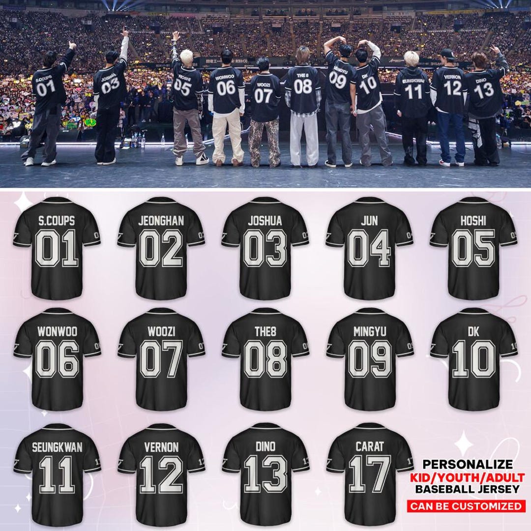 Custom Svt Right Here Number Members Baseball Jersey, Svt