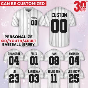 Maglia da baseball personalizzata dei membri degli Skz, maglia degli Skz, maglietta sbieco, maglia Kpop degli Skz, moda degli Skz, gadget Kpop degli Skz, momenti economici come gli Skz