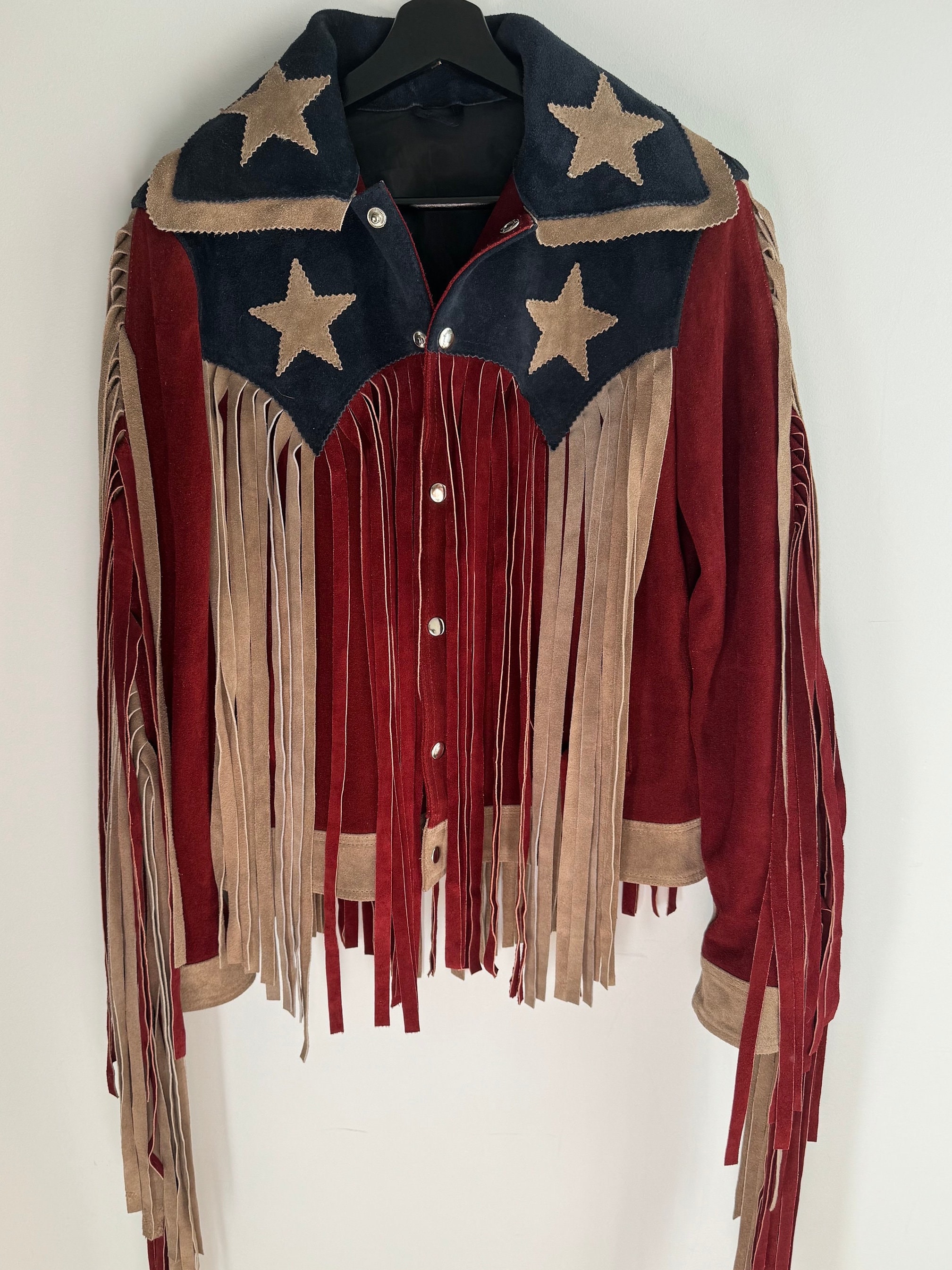 STARS&STRIPES fringe design suède jacket Stars & Stripes Mens Western leather fringe jacket HOMBRE