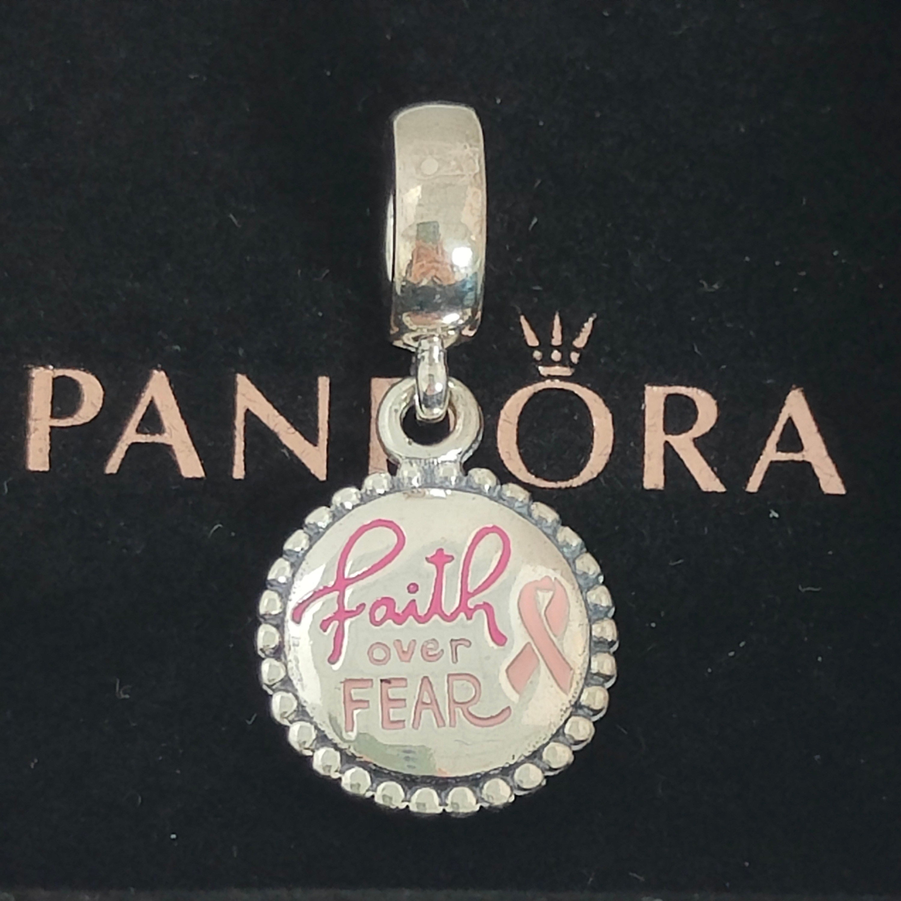 Pandora Faith Over Fear Pink Ribbon Dangle Charms S925 ALE