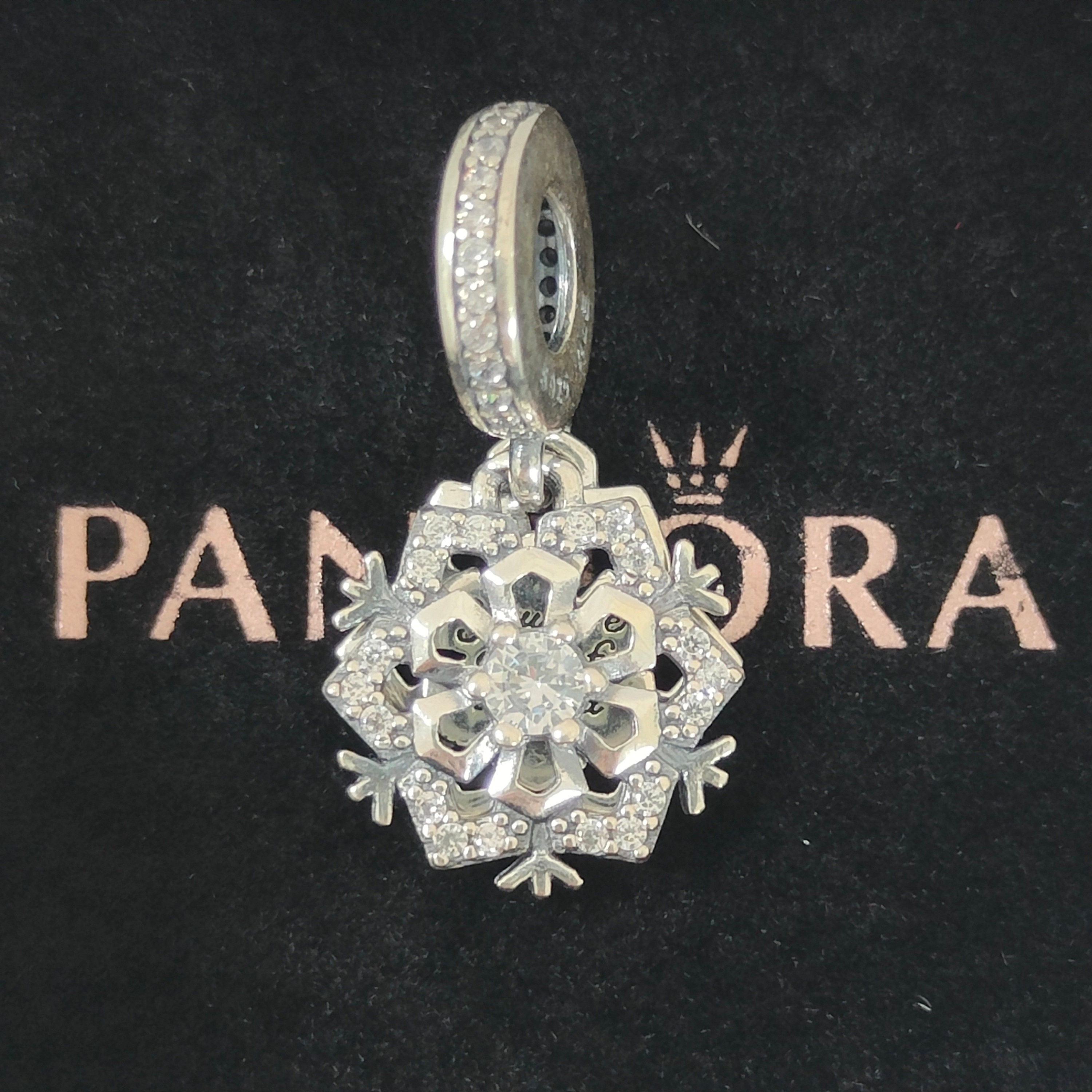 Pandora Sparkling Snowflake Double Dangle Charm Christmas Pendant