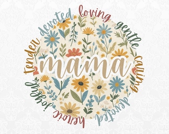 Boho Decor for Moms, Boho floral mama png, mom adjectives png, mama sublimation, mama dtf transfer, mothers day, mom shirt png, mama shirt