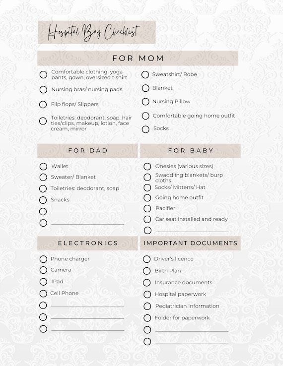 lista de mama para el parto