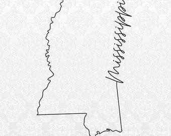 Archivos digitales del estado de Mississippi / PNG, SVG, JPEG / Compatibles con Cricut y Silhouette / Camisetas, tazas y bolsas