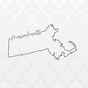 Massachusetts State Outline Digital Files | PNG, SVG, JPEG | Cricut & Silhouette Ready | T-Shirts, Mugs, Bags
