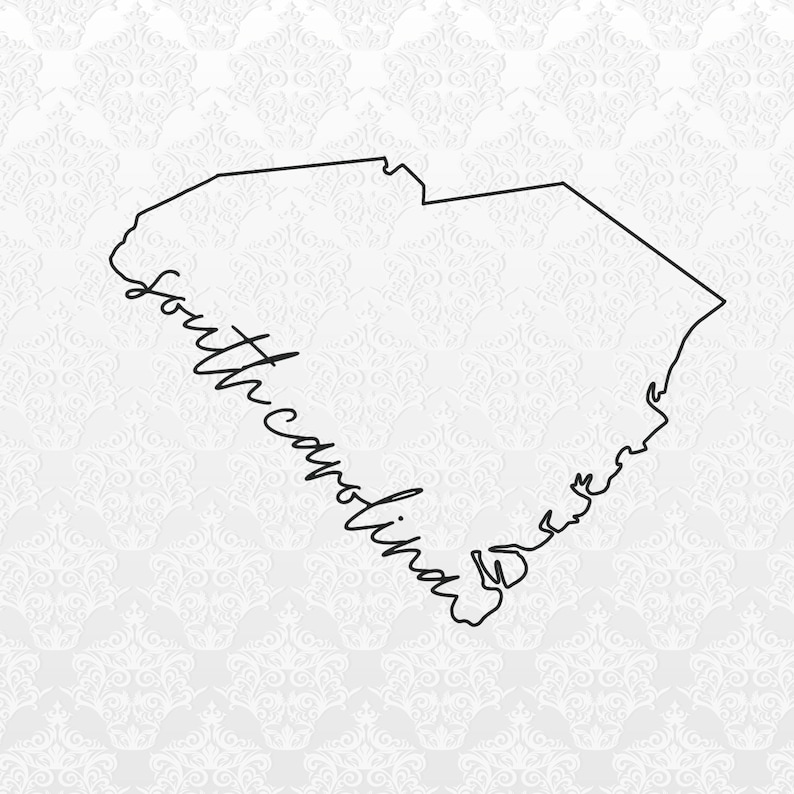 Sc Line Drawings South Carolina State Outline Digital Files | PNG, SVG, JPEG | Cricut ...