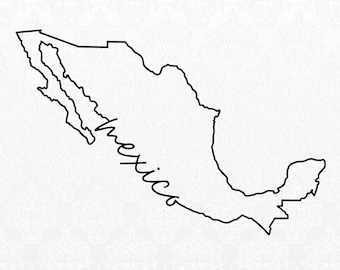 Mexico Outline Digital Files | PNG, SVG, JPEG | Cricut & Silhouette Ready | T-Shirts, Mugs, Bags