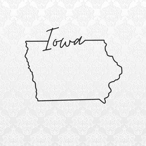 Iowa State Outline Digital Files | PNG, SVG, JPEG | Cricut & Silhouette Ready | T-Shirts, Mugs, Bags