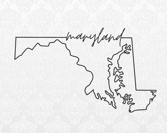 Archivos digitales del estado de Maryland / PNG, SVG, JPEG / Compatibles con Cricut y Silhouette / Camisetas, tazas y bolsas