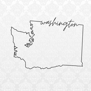 Washington State Outline Digital Files | PNG, SVG, JPEG | Cricut & Silhouette Ready | T-Shirts, Mugs, Bags