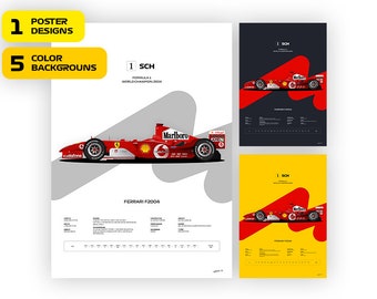 Michael Schumacher Ferrari F2004 Poster: World Champion Car, Vector Art