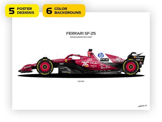 Poster F1 Grand Prix De Monaco - Charles Leclerc, Scuderia Ferrari, Impression D'art