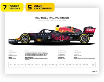 Red Bull RB16B Poster: Max Verstappen 2021 World Champion - Vector Art
