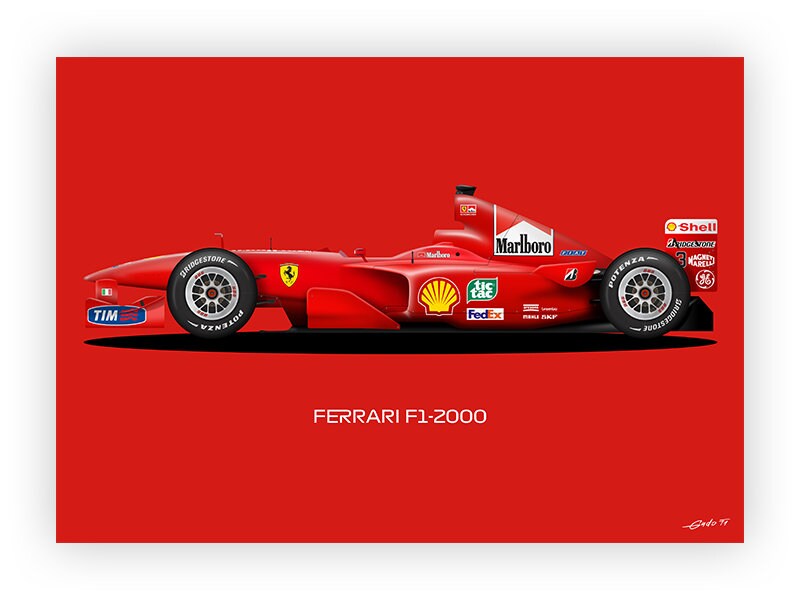 50 x 70 cm Ferrari F1-2000車ポスターアートフェラーリ Automobilist】Ferrari F1-2000 × Michael Schumacher ポスター