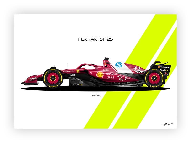 Ferrari SF-25 Poster: Lewis Hamilton F1 Car, Vector Art - Etsy