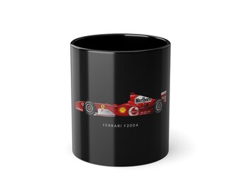 Ferrari F2004 Mug: Formula 1 Schumcher Car, Vector Design