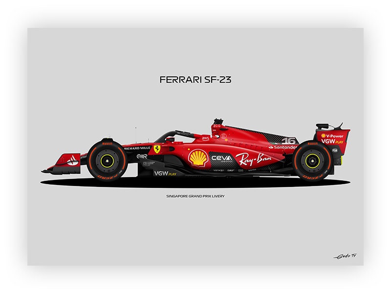Ferrari SF-23 Poster: Charles Leclerc Singapore Grand Prix Art - Etsy
