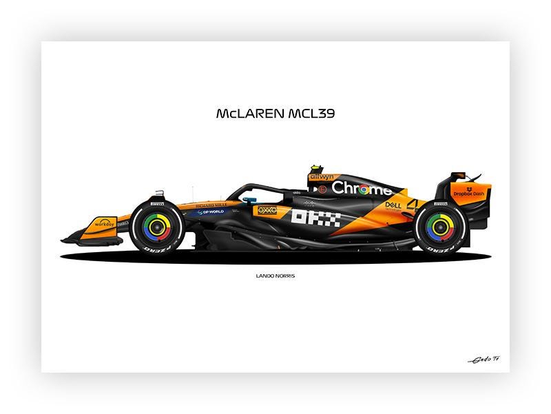 ランド・ノリス マクラーレン MCL39 2025 F1 ポスター：ベクターアート