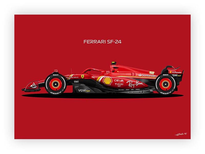 F1 フェラーリ SF-24、オリバー・ベアマン 2024年モデル - ベクター