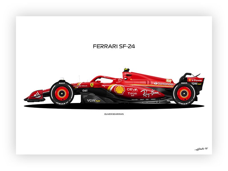 F1 Ferrari SF-24, Oliver Bearman Car 2024 - Vector