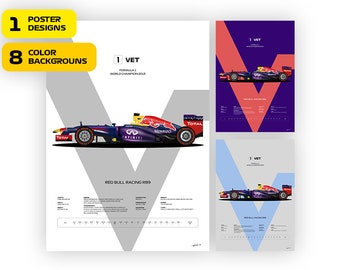 Red Bull RB9 Poster: Sebastian Vettel, F1 World Champion 2013