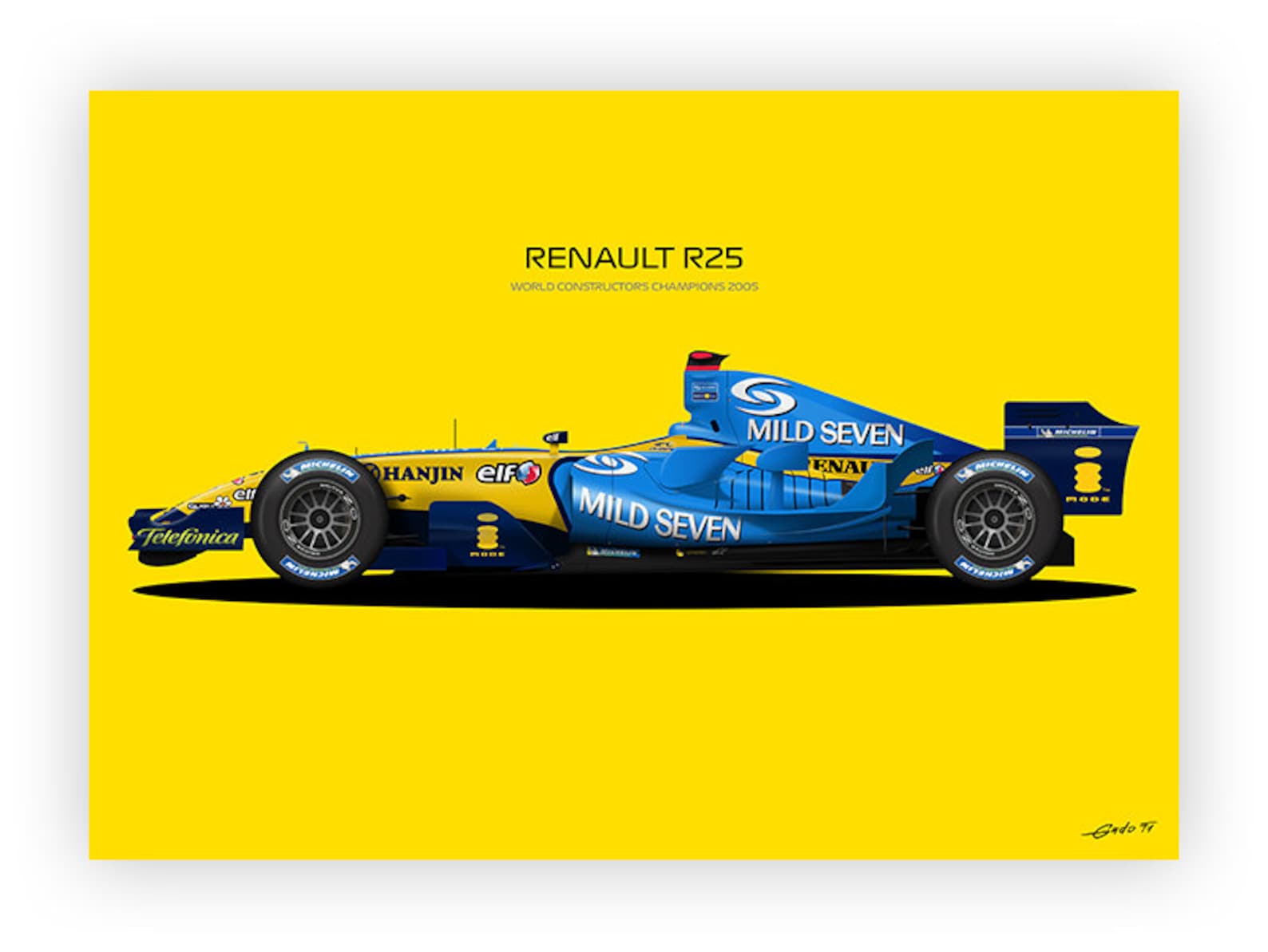 F1 Renaul R25, Fernando Alonso Car, World Champion 2005 - Vector ...