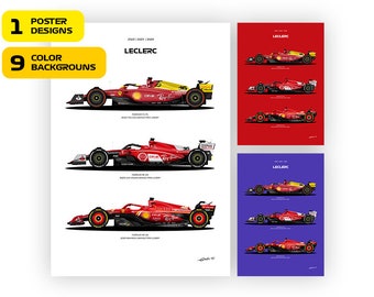 Leclerc Ferrari F1 Car Poster: Vector Illustration Art, Special Livery