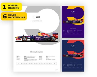 Red Bull RB9 Poster: Sebastian Vettel, F1 World Champion 2013