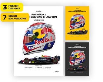 Verstappen Red Bull RB20 Poster: 2024 World Champion F1 Art