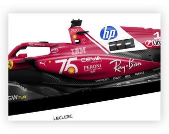 フェラーリ SF-25 モナコGP ポスター: シャルル・ルクレール F1 カー