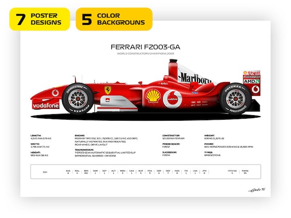 Michael Schumacher Ferrari F2003-GA Poster: World Champion Car Art