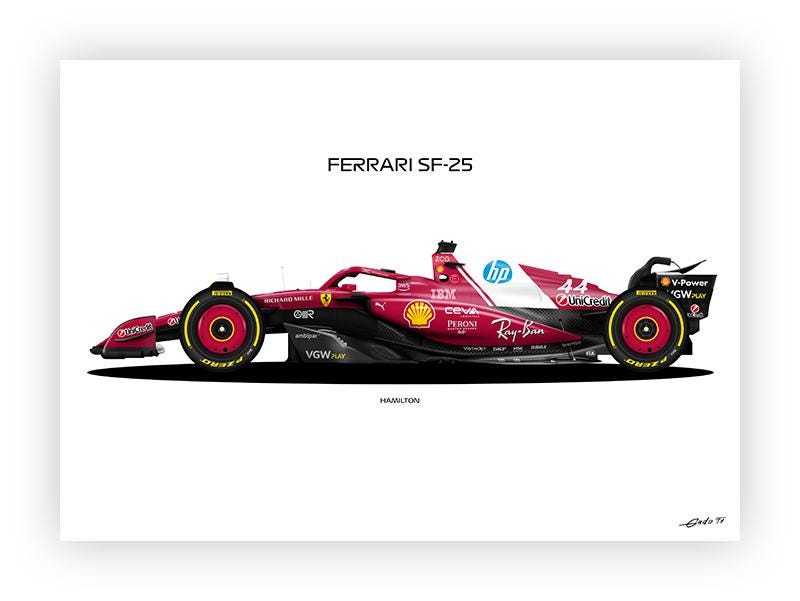Ferrari SF-23 ポスター　2025年HAMILTON Ferrari SF-25 Poster: Lewis Hamilton F1 Car, Vector Art - Etsy