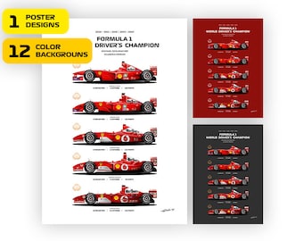 Schumacher Ferrari F1 Car Poster: World Champion 2000-2004