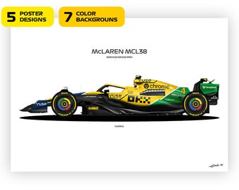 Lando Norris McLaren MCL38 Poster: Monaco Grand Prix Livery, Vector Art
