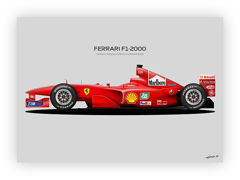50 x 70 cm Ferrari F1-2000車ポスターアートフェラーリ Automobilist】Ferrari F1-2000 × Michael Schumacher ポスター