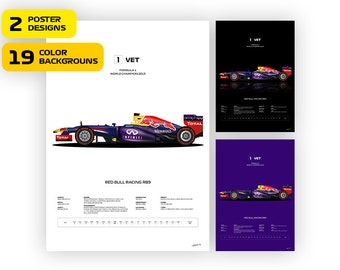 Red Bull RB9 Poster: Sebastian Vettel, F1 World Champion 2013