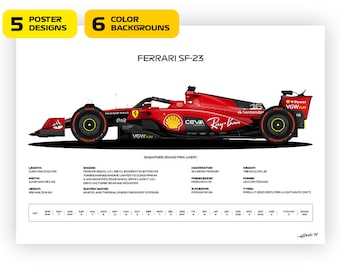 Ferrari SF-23 Poster: Charles Leclerc Singapore Grand Prix Art - Etsy