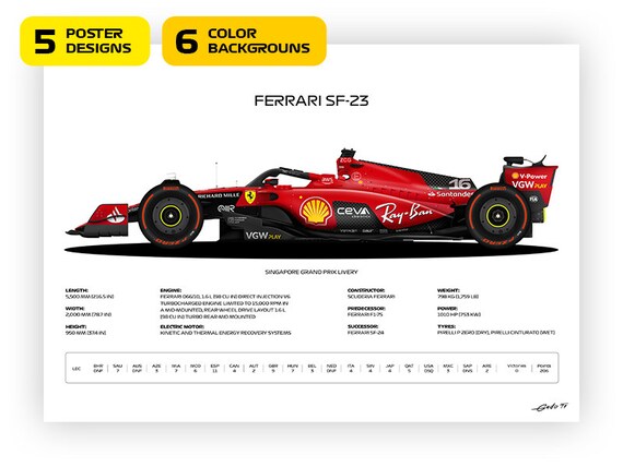 Ferrari SF-23 Poster: Charles Leclerc Singapore Grand Prix Art - Etsy