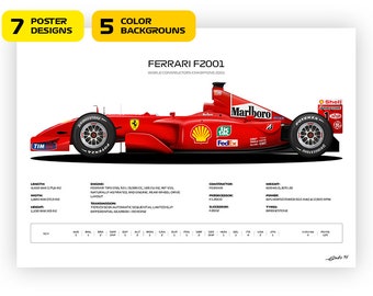 Ferrari F2001 Poster: Michael Schumacher World Champion Car