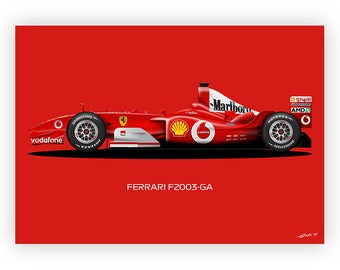 Michael Schumacher Ferrari F2003-GA Poster: World Champion Car Art