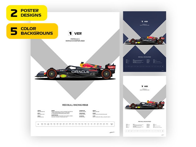 F1 Red Bull RB18, Max Verstappen Car, World Champion 2022 - Vector ...