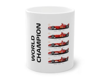 Michael Schumacher Ferrari F1 Mug: World Champion Cars, 11oz