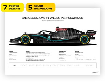 Lewis Hamilton Mercedes W11 Poster: 2020 World Champion, Vector Art