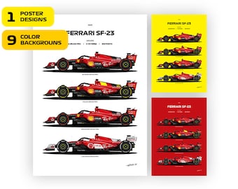 Ferrari SF-23 Poster: Charles Leclerc, Special Livery Vector Art