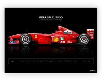 50 x 70 cm Ferrari F1-2000車ポスターアートフェラーリ Automobilist】Ferrari F1-2000 × Michael Schumacher ポスター