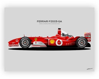 Michael Schumacher Ferrari F2003-GA Poster: World Champion Car Art