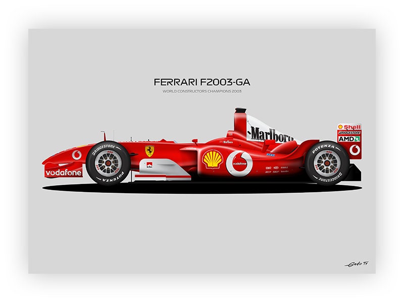 Michael Schumacher Ferrari F2003-GA Poster: World Champion Car Art