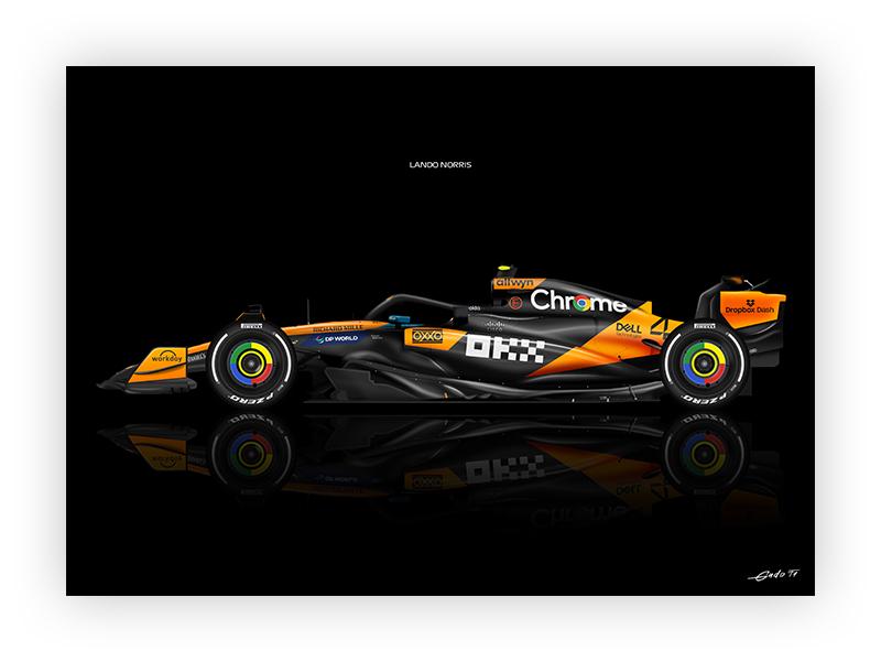 ランド・ノリス マクラーレン MCL39 2025 F1 ポスター：ベクターアート