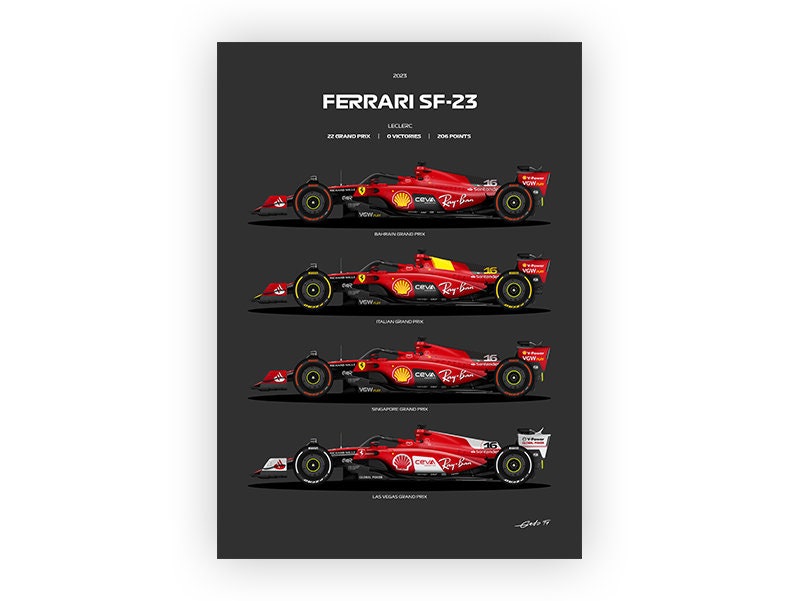 Ferrari SF-23 Poster: Charles Leclerc, Special Livery Vector Art