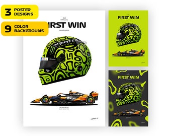 Lando Norris First Win F1 Poster: McLaren MCL38 Miami GP Art